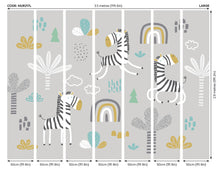 Dancing Zebras Grey Mural (Large) by Origin Murals