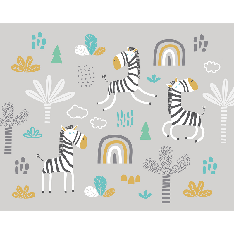 Dancing Zebras Grey Mural (Medium) by Origin Murals