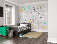 Dancing Zebras Grey Mural (Medium) by Origin Murals