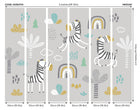 Dancing Zebras Grey Mural (Medium) by Origin Murals