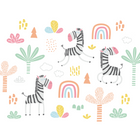 Dancing Zebras White Mural (Large) by Origin Murals