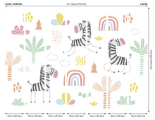 Dancing Zebras White Mural (Large) by Origin Murals