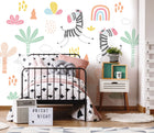 Dancing Zebras White Mural (Medium) by Origin Murals