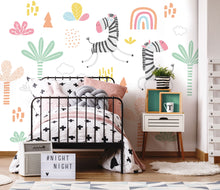 Dancing Zebras White Mural (Medium) by Origin Murals