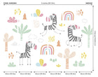 Dancing Zebras White Mural (Medium) by Origin Murals