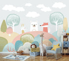 Woodland Friends Grey Mural (Large) by Origin Murals