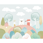 Woodland Friends Grey Mural (Medium) by Origin Murals