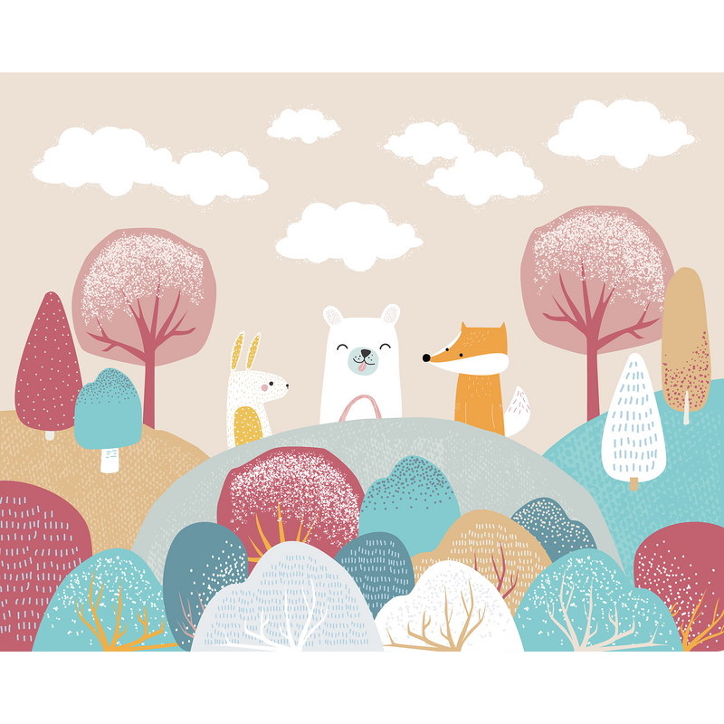 Woodland Friends Orange Mural (Medium) by Origin Murals