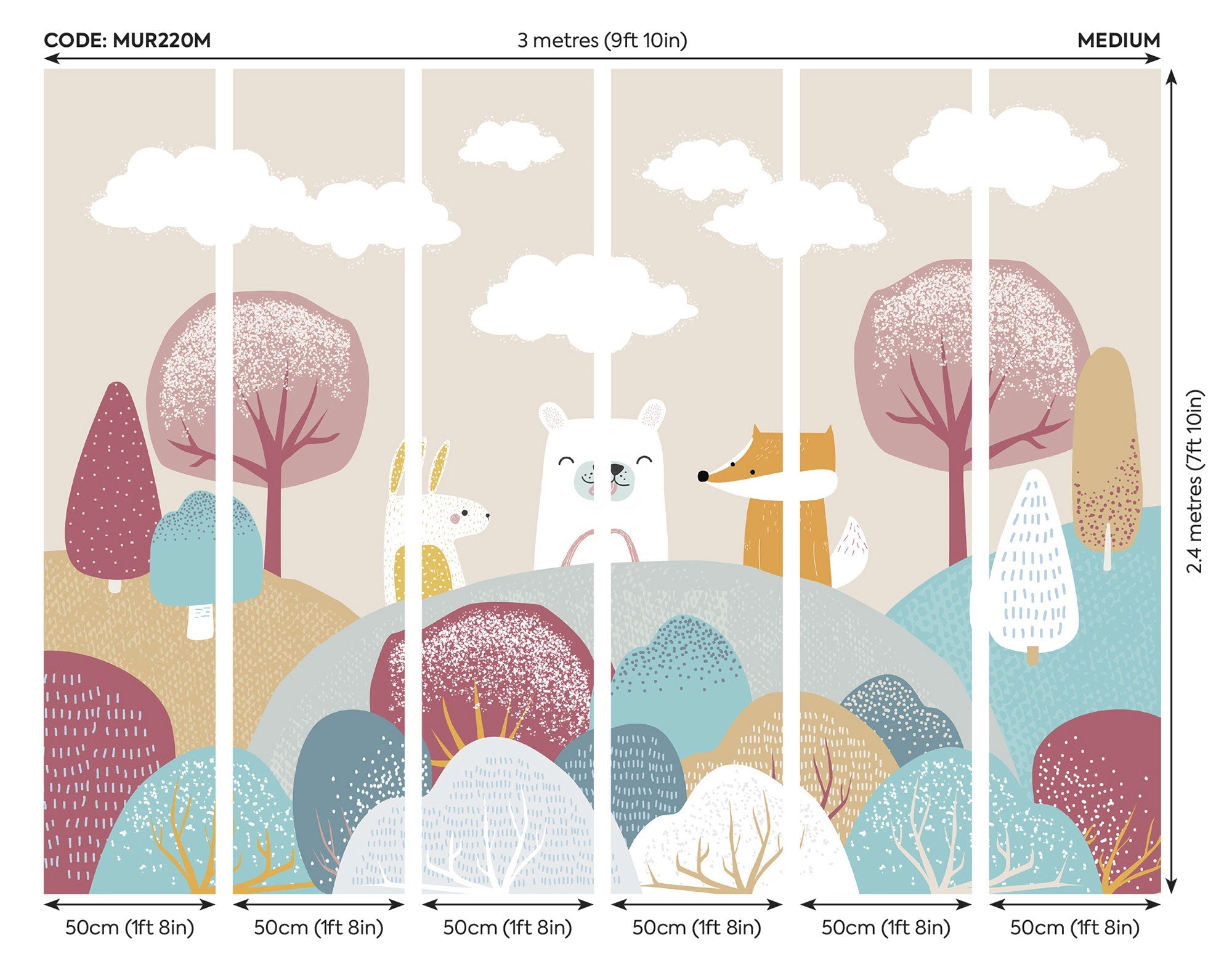 Woodland Friends Orange Mural (Medium) by Origin Murals
