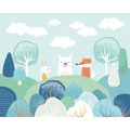 Woodland Friends Blue Mural (Large) by Origin Murals