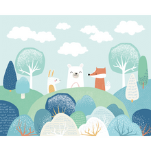 Woodland Friends Blue Mural (Large) by Origin Murals