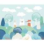 Woodland Friends Blue Mural (Medium) by Origin Murals