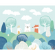 Woodland Friends Blue Mural (Medium) by Origin Murals