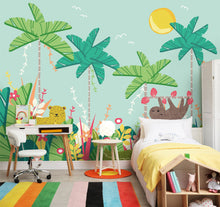 Jungle Animals Blue Mural (Large) by Origin Murals