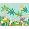 Jungle Animals Blue Mural (Medium) by Origin Murals