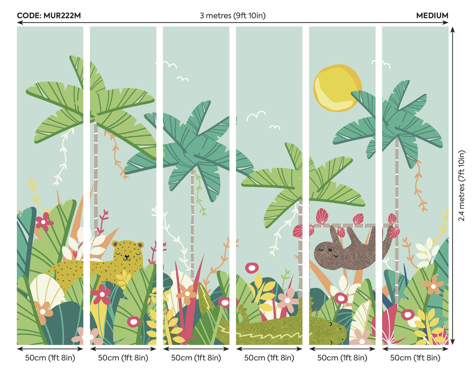 Jungle Animals Blue Mural (Medium) by Origin Murals