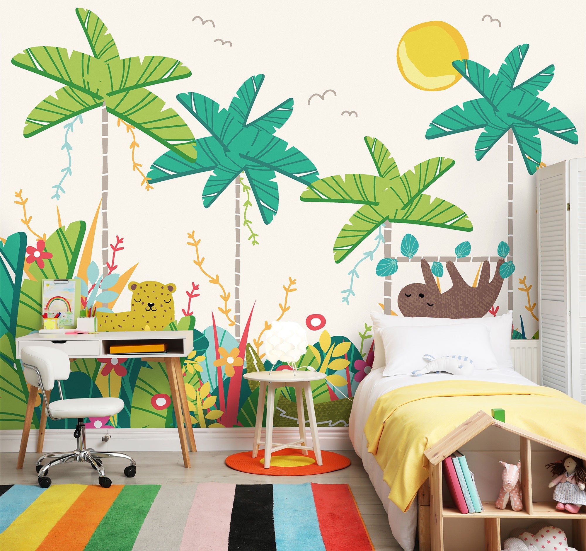 Jungle Animals Green Mural (Large) by Origin Murals