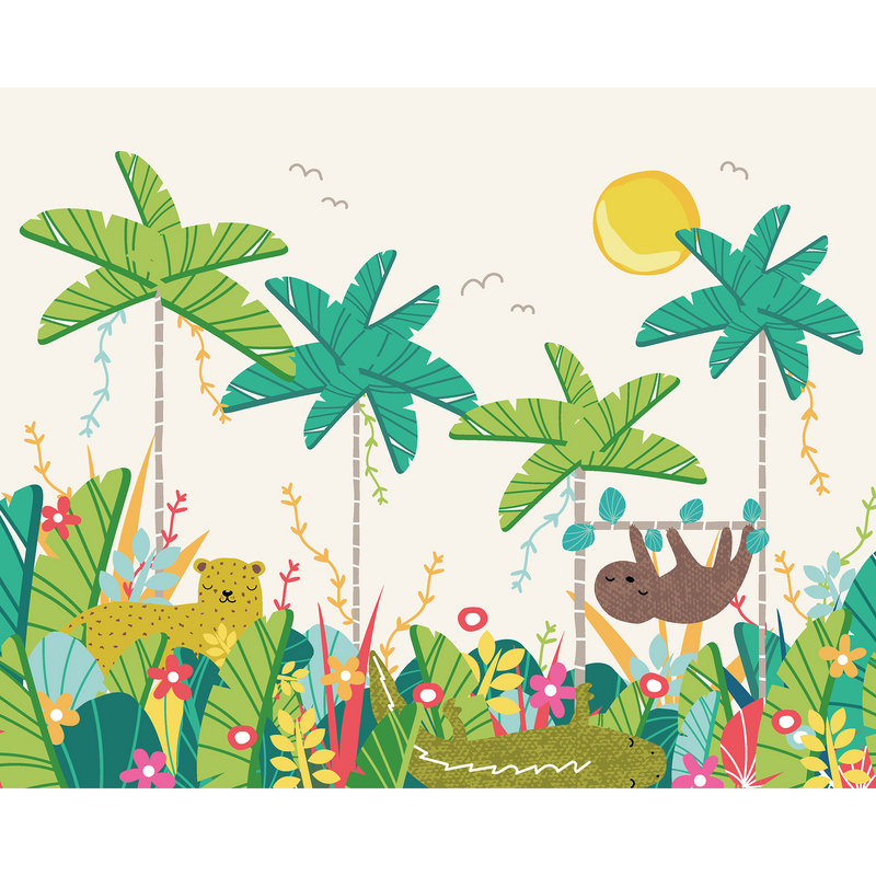 Jungle Animals Green Mural (Medium) by Origin Murals