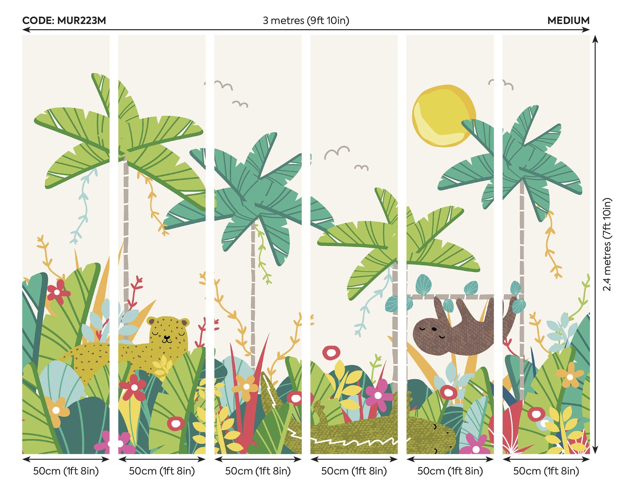 Jungle Animals Green Mural (Medium) by Origin Murals