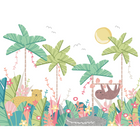 Jungle Animals Pale Green Mural (Large) by Origin Murals