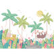 Jungle Animals Pale Green Mural (Medium) by Origin Murals