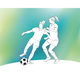 Girls Playing Football Green Mural (Large) by Origin Murals