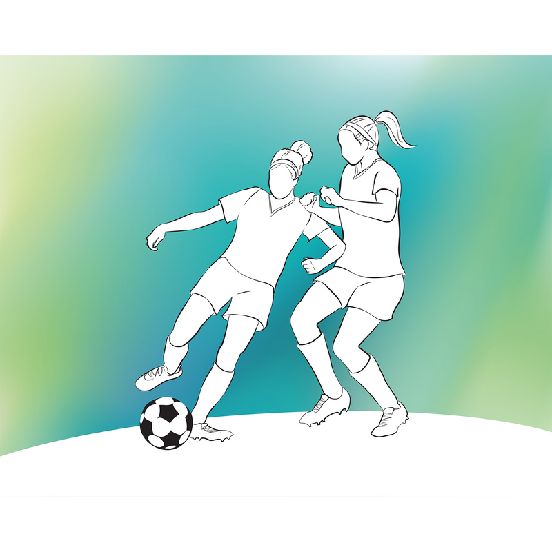 Girls Playing Football Green Mural (Large) by Origin Murals
