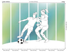 Girls Playing Football Green Mural (Large) by Origin Murals