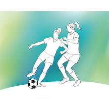 Girls Playing Football Green Mural (Medium) by Origin Murals