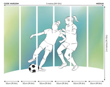 Girls Playing Football Green Mural (Medium) by Origin Murals