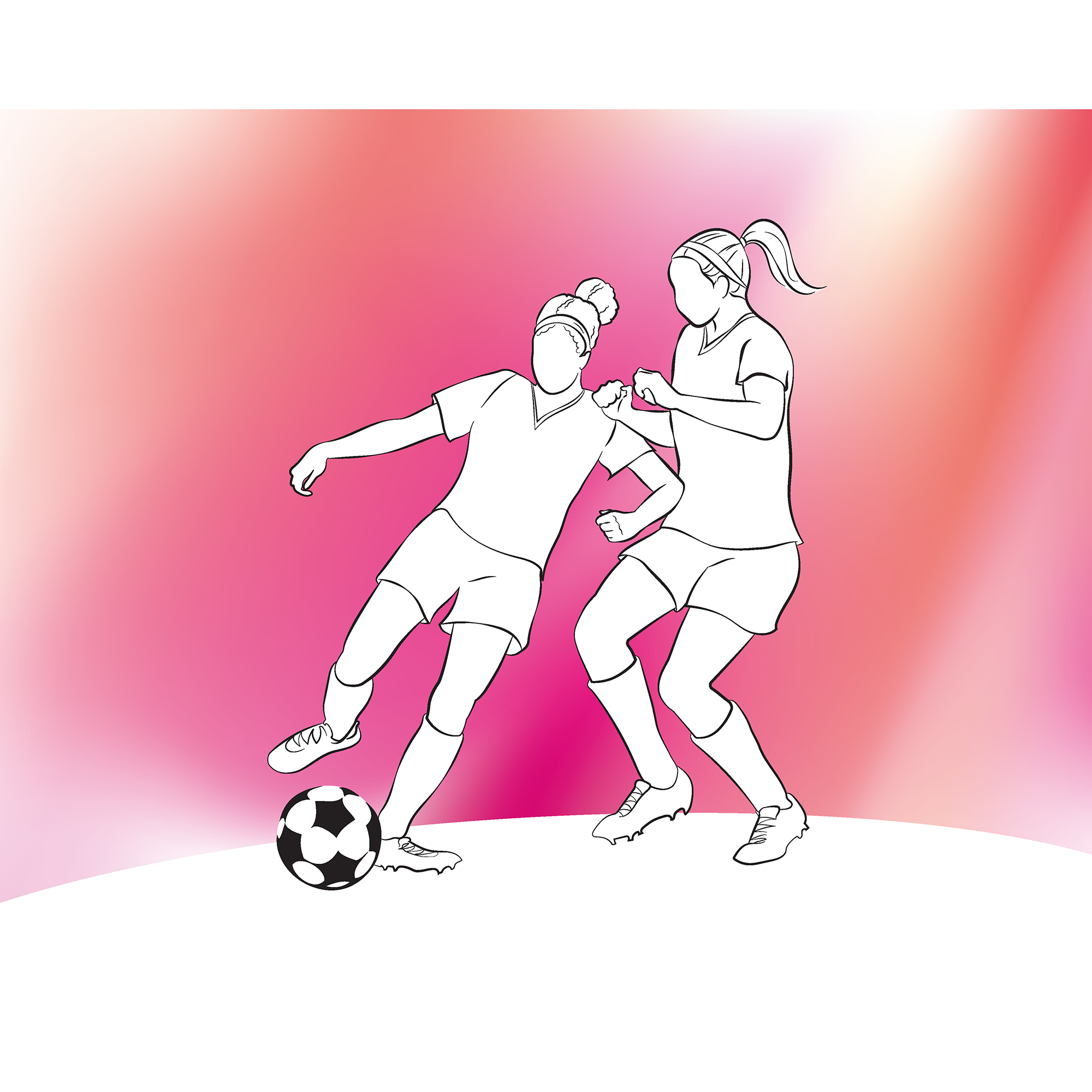 Girls Playing Football Pink Mural (Large) by Origin Murals