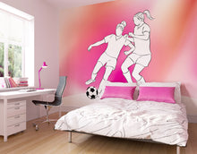 Girls Playing Football Pink Mural (Medium) by Origin Murals