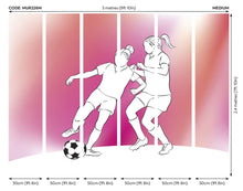 Girls Playing Football Pink Mural (Medium) by Origin Murals