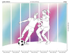 Girls Playing Football Blue Mural (Large) by Origin Murals
