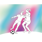 Girls Playing Football Blue Mural (Medium) by Origin Murals
