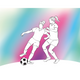 Girls Playing Football Blue Mural (Medium) by Origin Murals