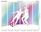 Girls Playing Football Blue Mural (Medium) by Origin Murals