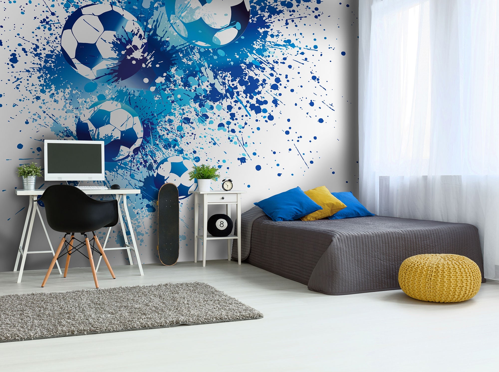 Football Splash Blue Mural (Large) by Origin Murals