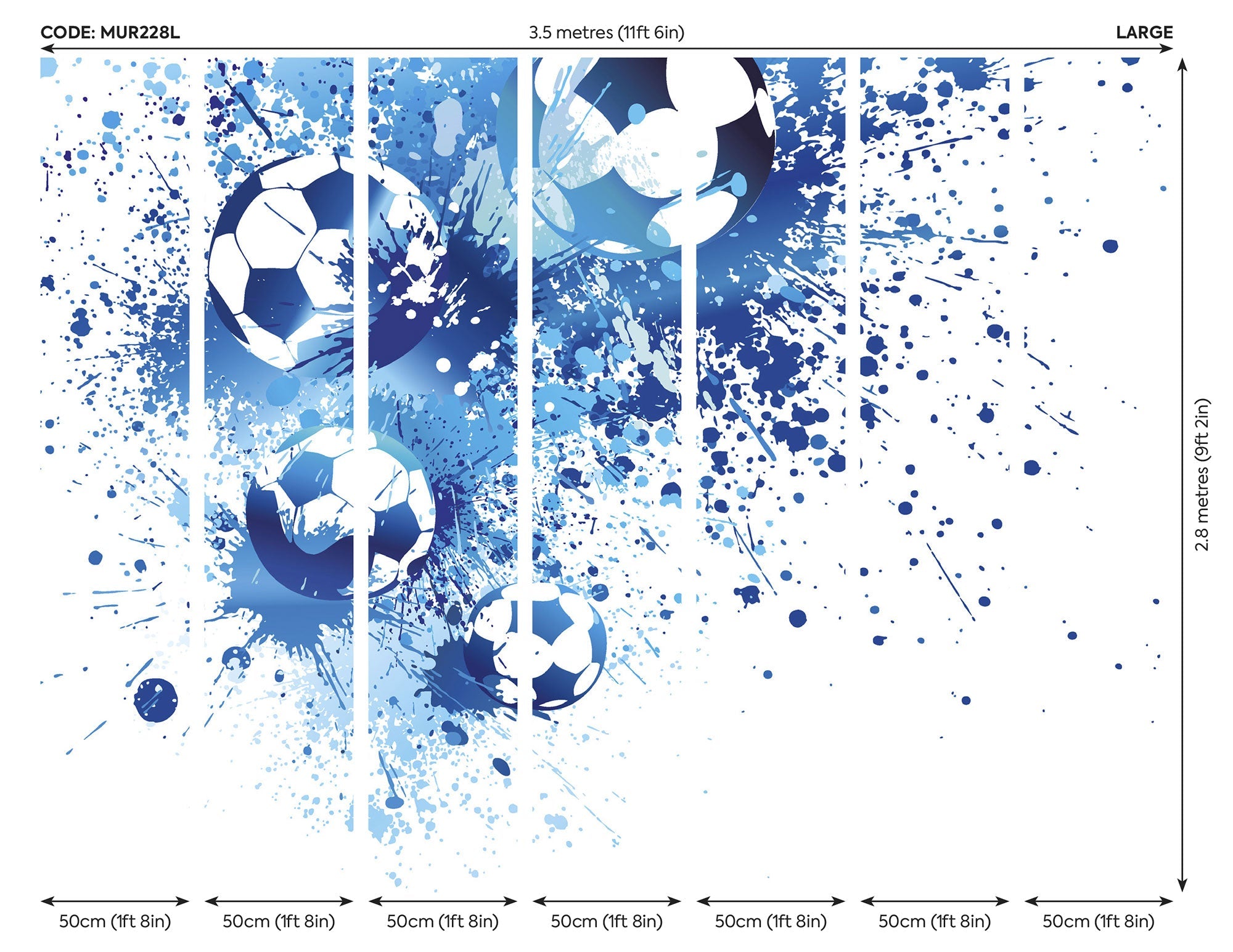 Football Splash Blue Mural (Large) by Origin Murals