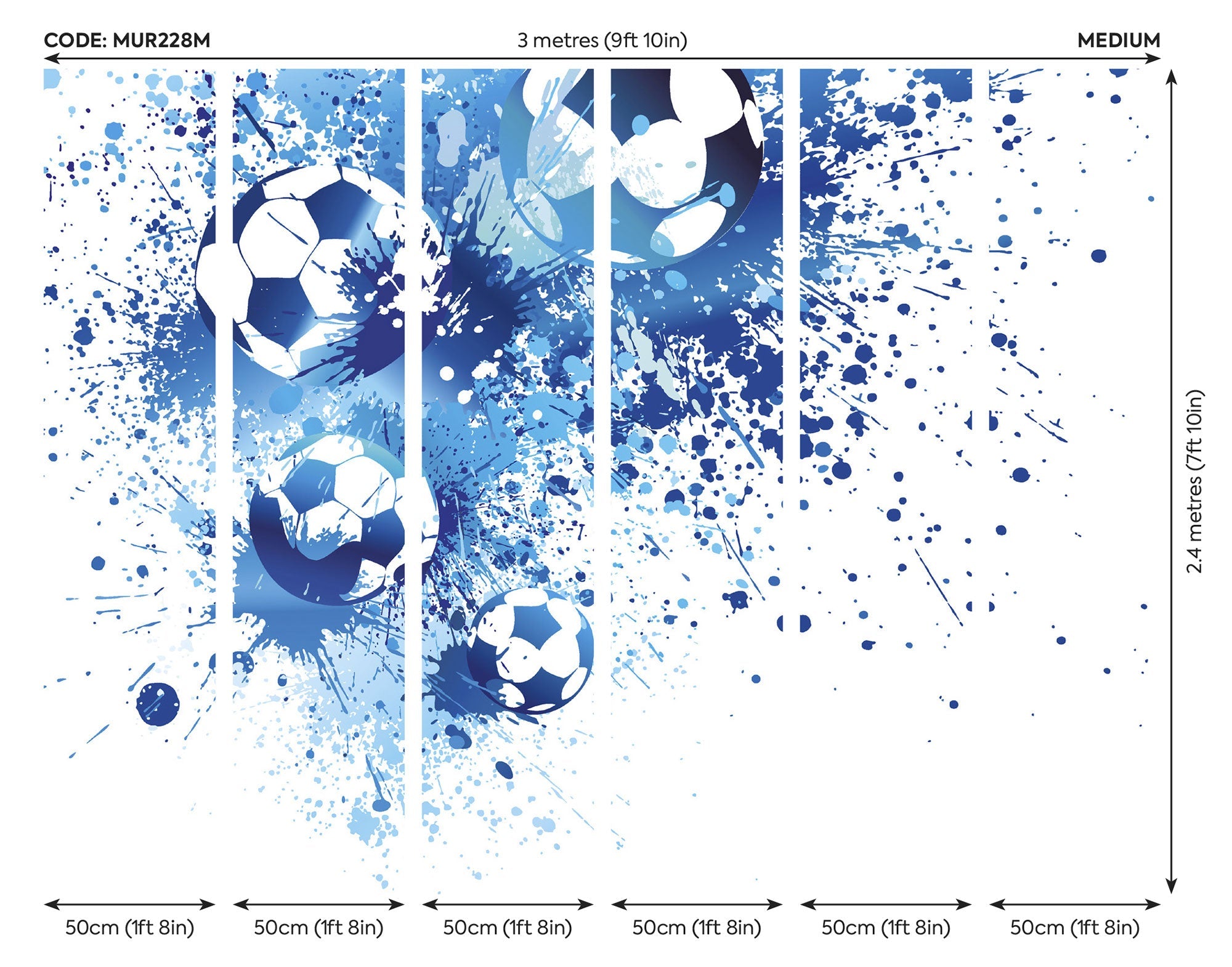 Football Splash Blue Mural (Medium) by Origin Murals