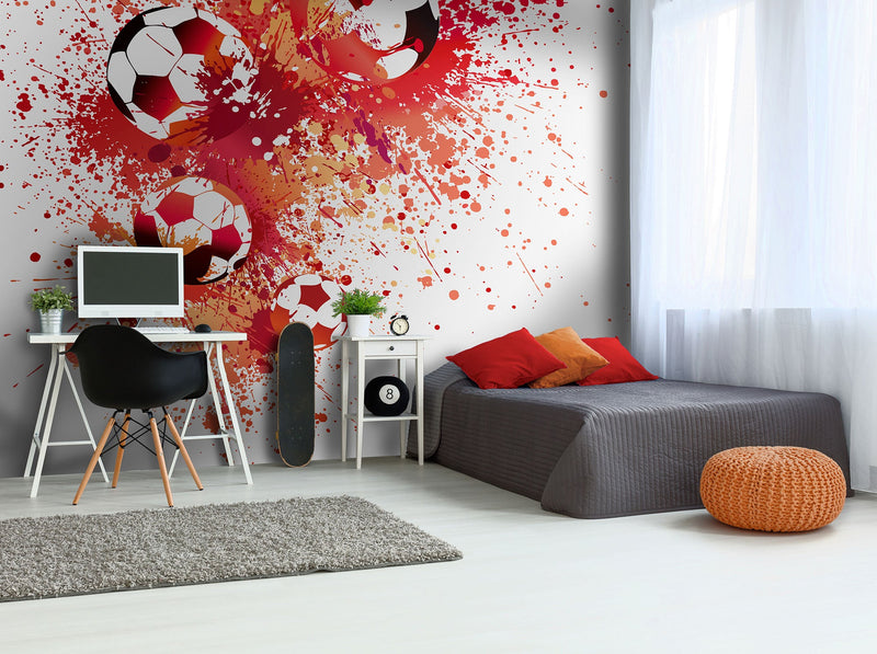 Football Splash Red Mural (Large) by Origin Murals
