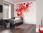 Football Splash Red Mural (Medium) by Origin Murals
