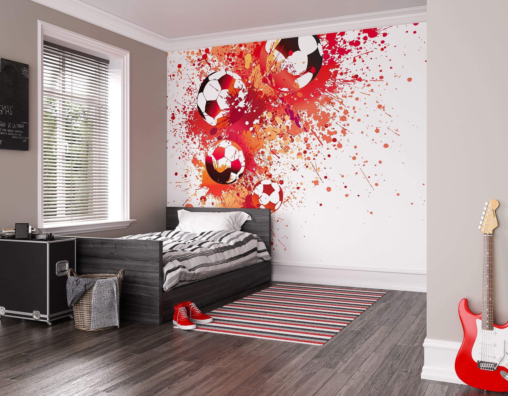 Football Splash Red Mural (Medium) by Origin Murals