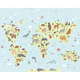 Childrens World Map Blue Mural (Large) by Origin Murals