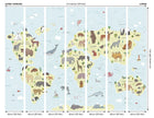 Childrens World Map Blue Mural (Large) by Origin Murals