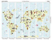 Childrens World Map Blue Mural (Large) by Origin Murals