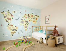 Childrens World Map Blue Mural (Medium) by Origin Murals