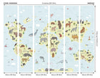 Childrens World Map Blue Mural (Medium) by Origin Murals