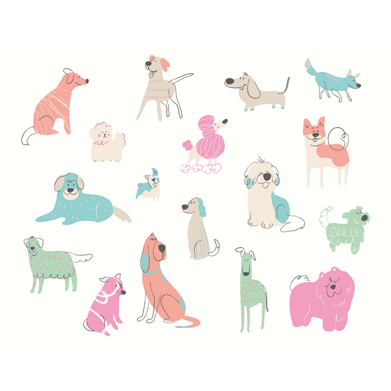 Happy Dogs Blush Pink Mural (Large) by Origin Murals