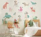 Happy Dogs Blush Pink Mural (Large) by Origin Murals